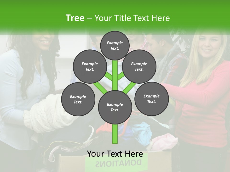 A Group Of People Standing Around A Pile Of Clothes PowerPoint Template