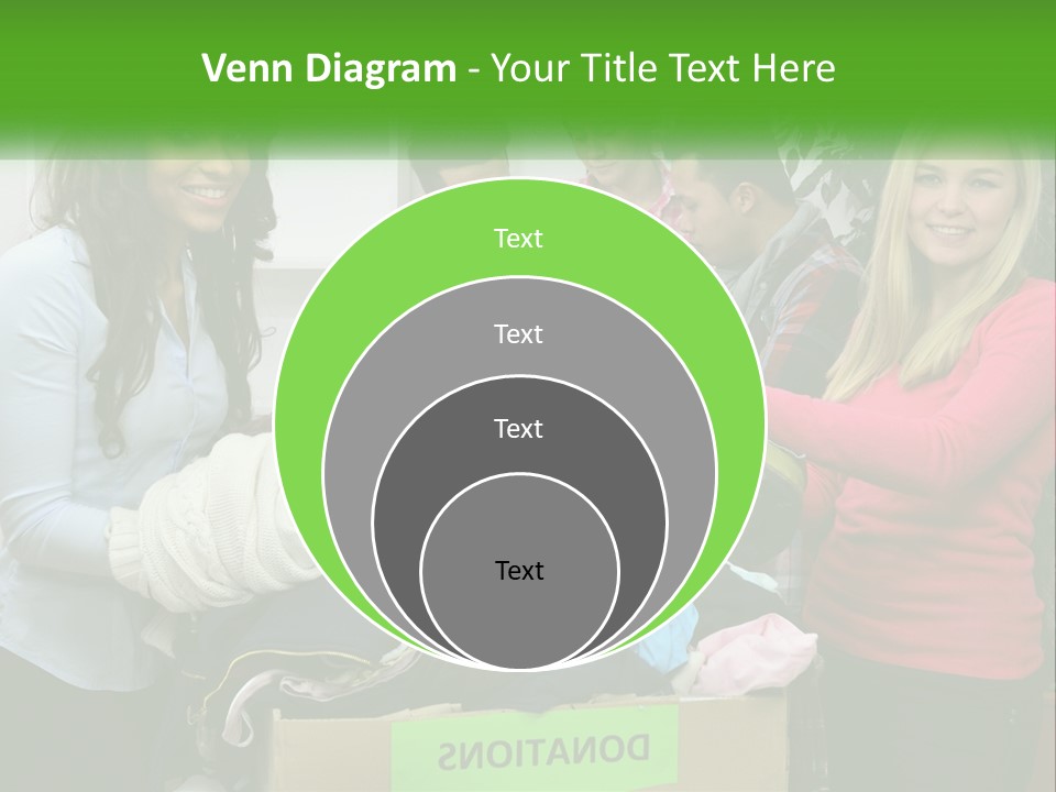 A Group Of People Standing Around A Pile Of Clothes PowerPoint Template