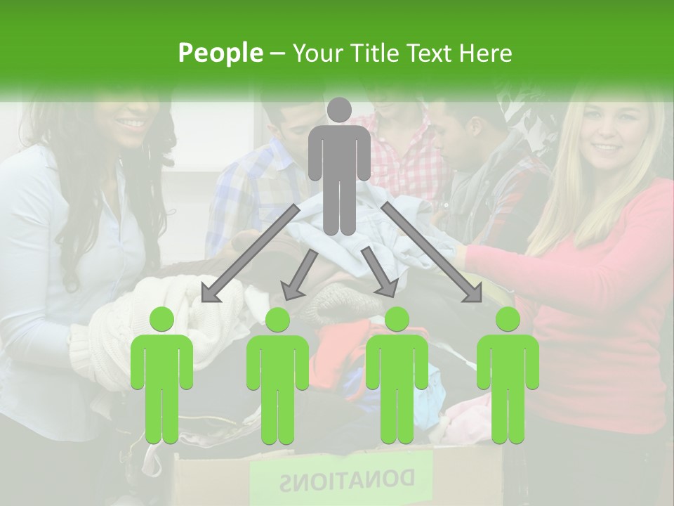 A Group Of People Standing Around A Pile Of Clothes PowerPoint Template