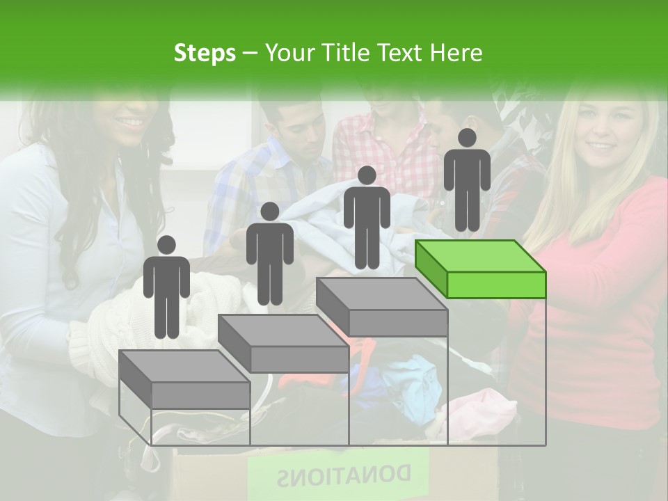 A Group Of People Standing Around A Pile Of Clothes PowerPoint Template