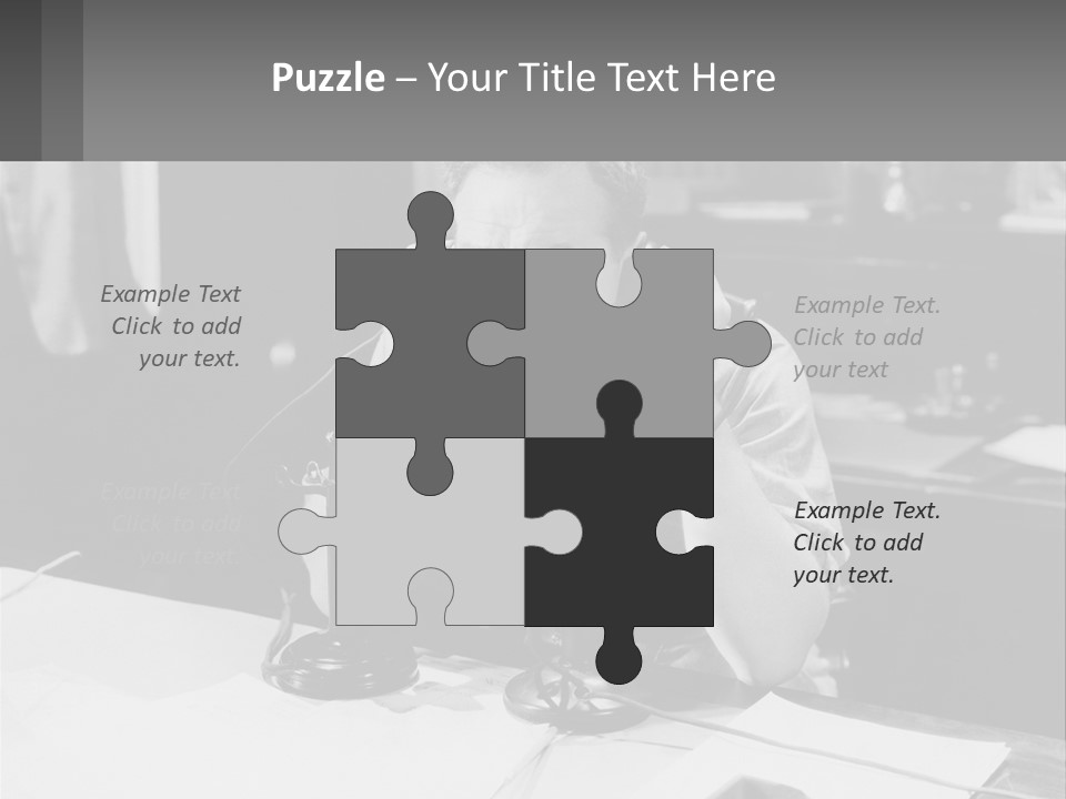 A Man Sitting At A Desk Talking On A Phone PowerPoint Template