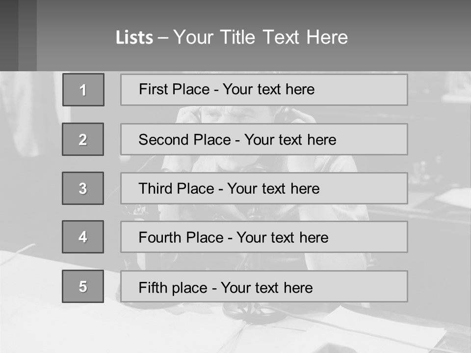 A Man Sitting At A Desk Talking On A Phone PowerPoint Template