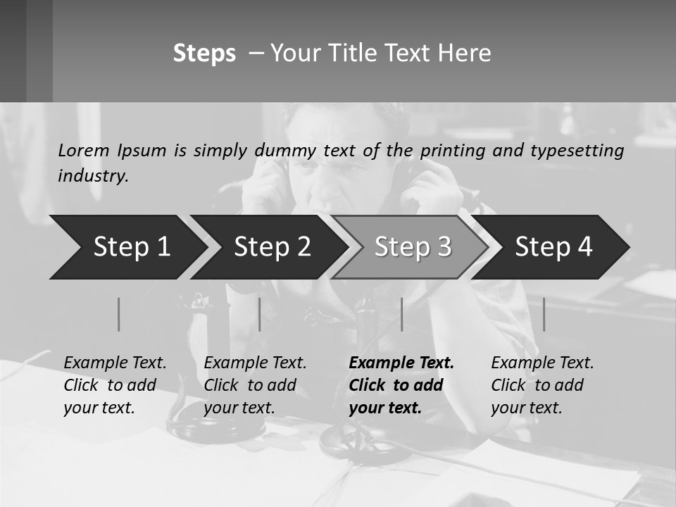A Man Sitting At A Desk Talking On A Phone PowerPoint Template