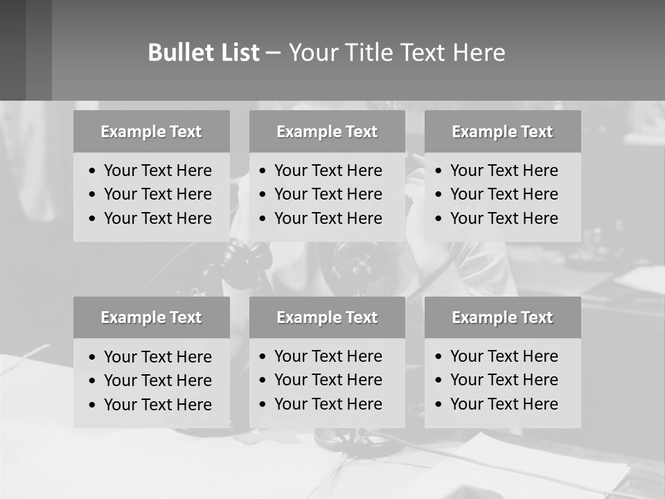 A Man Sitting At A Desk Talking On A Phone PowerPoint Template