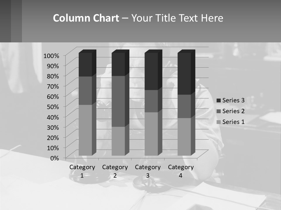 A Man Sitting At A Desk Talking On A Phone PowerPoint Template