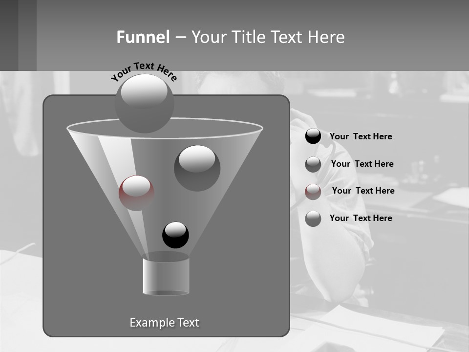 A Man Sitting At A Desk Talking On A Phone PowerPoint Template