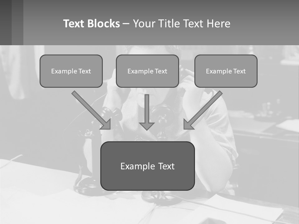 A Man Sitting At A Desk Talking On A Phone PowerPoint Template