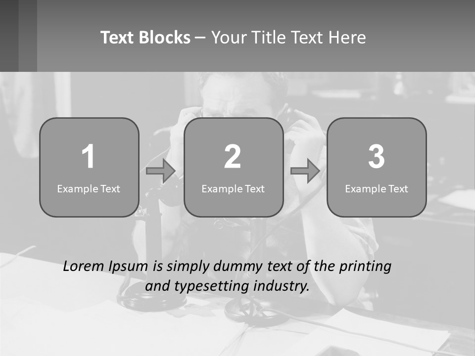 A Man Sitting At A Desk Talking On A Phone PowerPoint Template