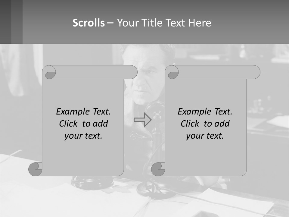 A Man Sitting At A Desk Talking On A Phone PowerPoint Template