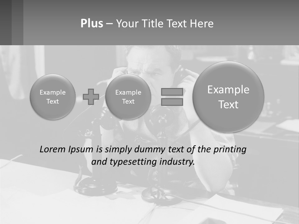 A Man Sitting At A Desk Talking On A Phone PowerPoint Template