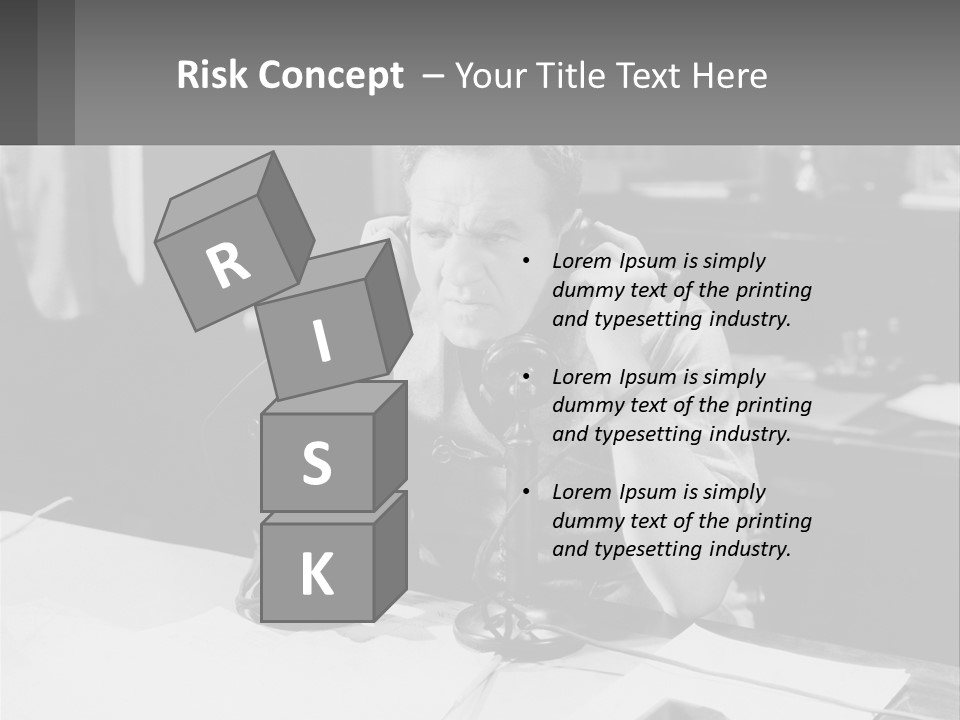 A Man Sitting At A Desk Talking On A Phone PowerPoint Template