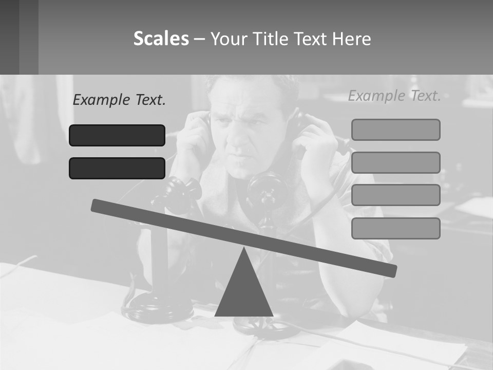 A Man Sitting At A Desk Talking On A Phone PowerPoint Template