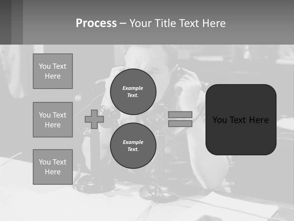 A Man Sitting At A Desk Talking On A Phone PowerPoint Template