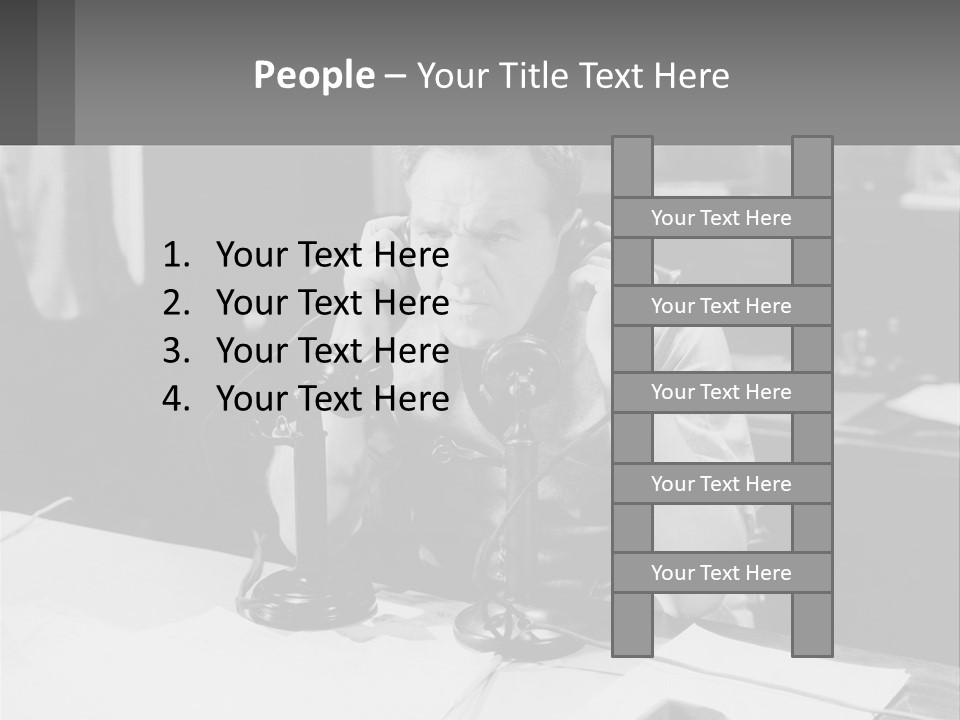 A Man Sitting At A Desk Talking On A Phone PowerPoint Template