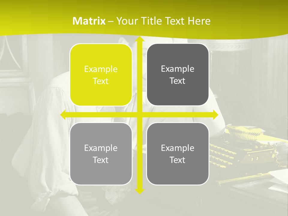 A Man Sitting At A Desk With A Typewriter PowerPoint Template