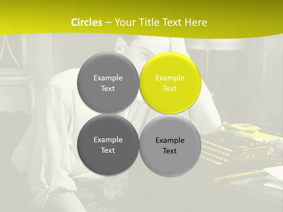 A Man Sitting At A Desk With A Typewriter PowerPoint Template
