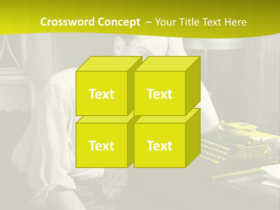 A Man Sitting At A Desk With A Typewriter PowerPoint Template