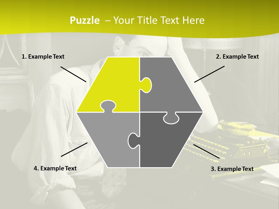 A Man Sitting At A Desk With A Typewriter PowerPoint Template