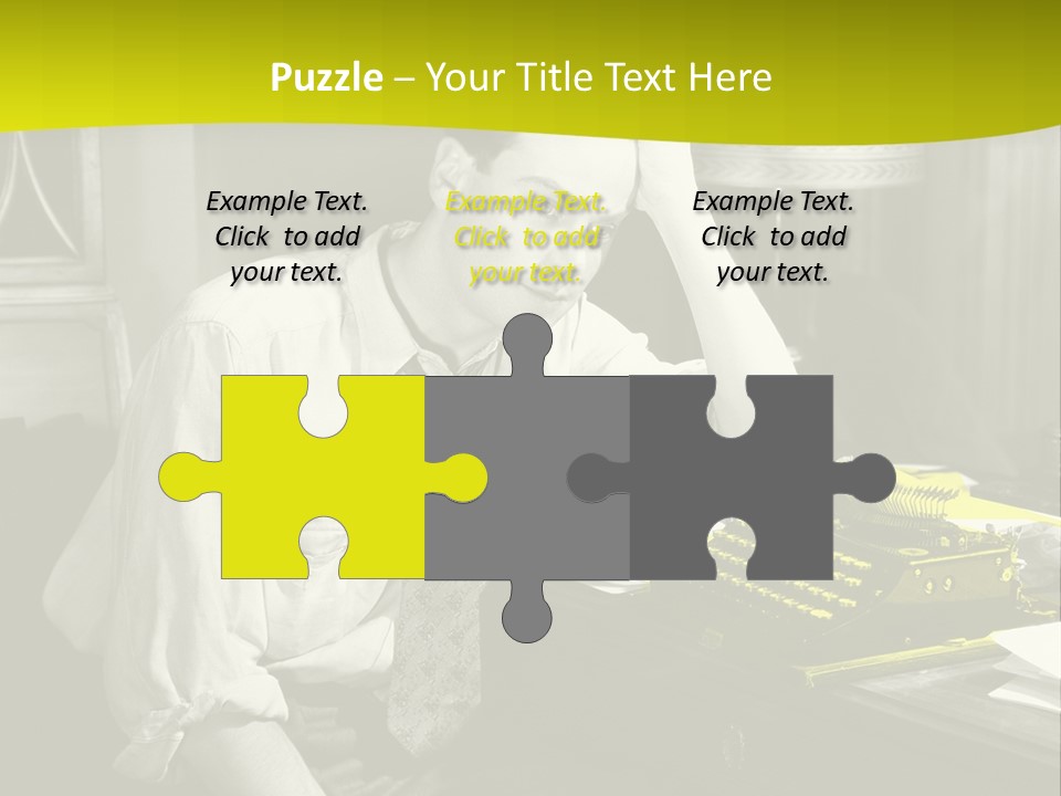 A Man Sitting At A Desk With A Typewriter PowerPoint Template