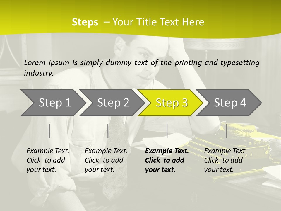 A Man Sitting At A Desk With A Typewriter PowerPoint Template