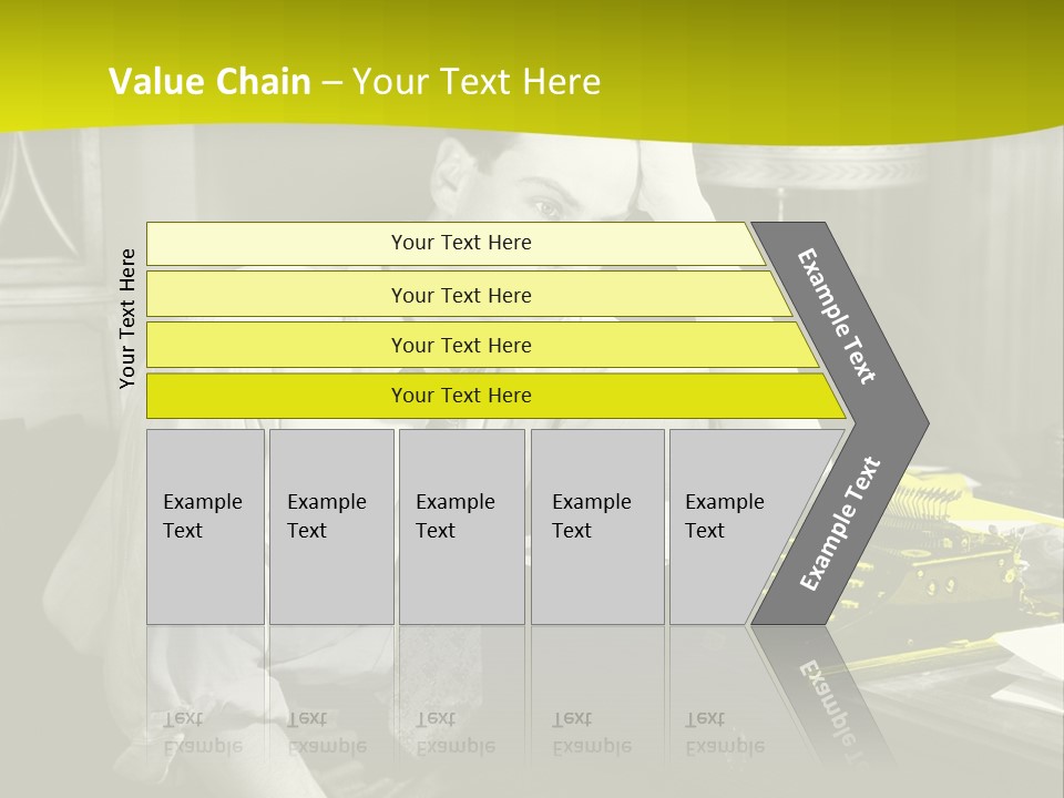 A Man Sitting At A Desk With A Typewriter PowerPoint Template