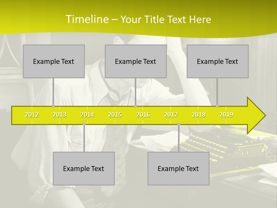 A Man Sitting At A Desk With A Typewriter PowerPoint Template