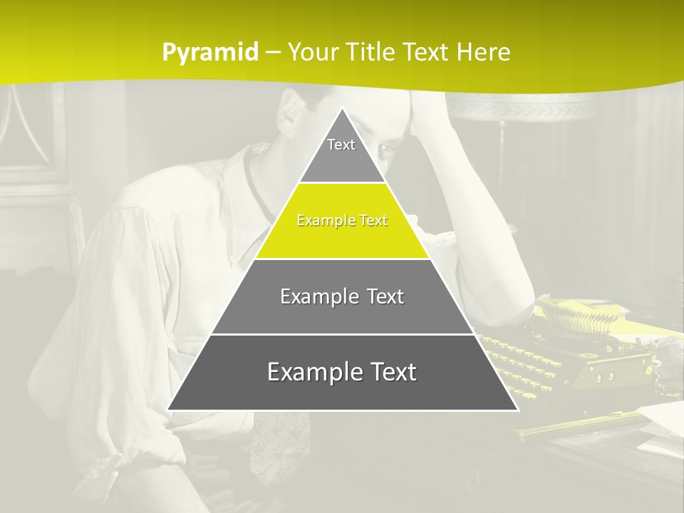 A Man Sitting At A Desk With A Typewriter PowerPoint Template