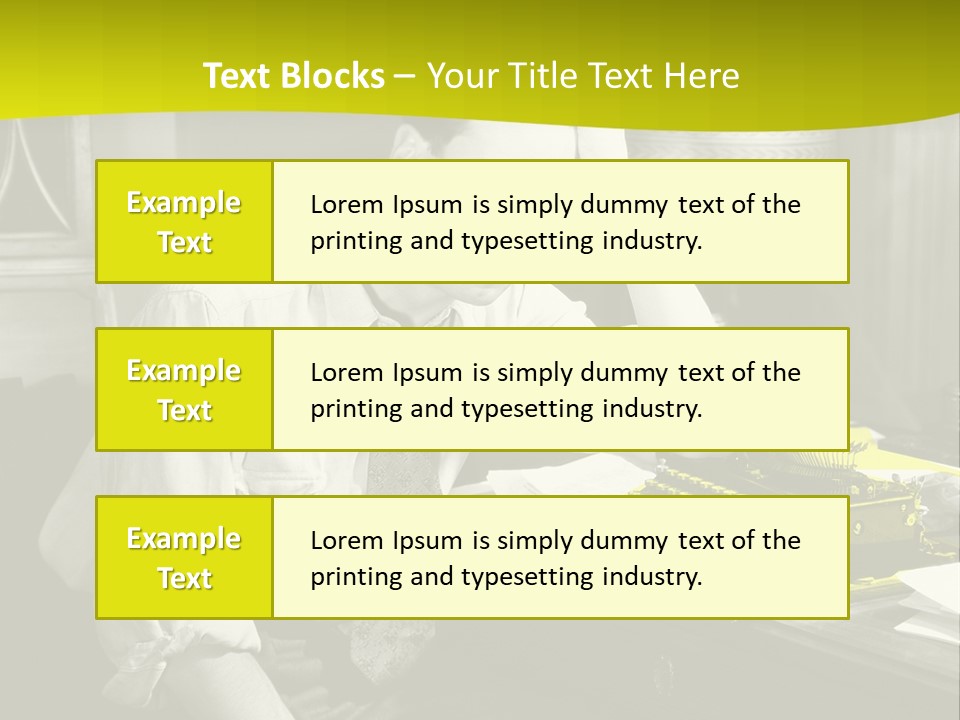 A Man Sitting At A Desk With A Typewriter PowerPoint Template