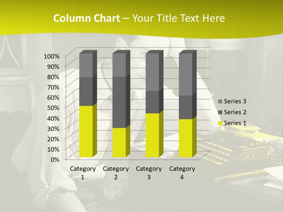 A Man Sitting At A Desk With A Typewriter PowerPoint Template