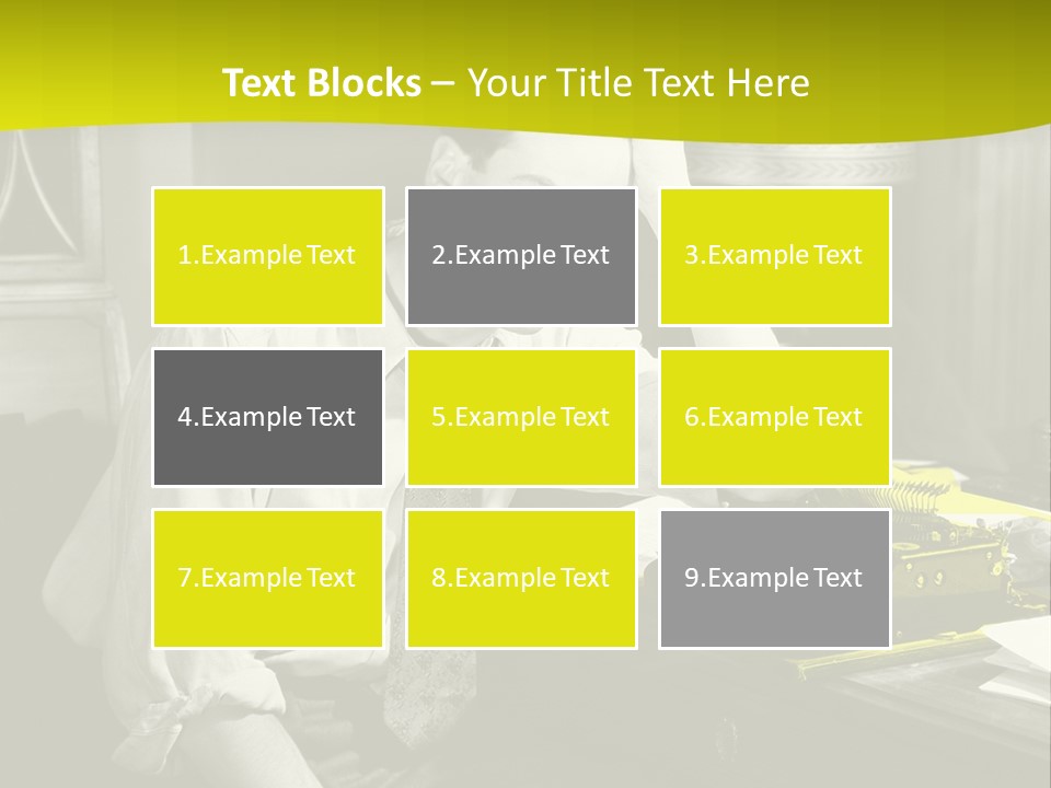 A Man Sitting At A Desk With A Typewriter PowerPoint Template