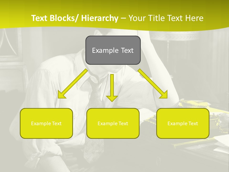 A Man Sitting At A Desk With A Typewriter PowerPoint Template