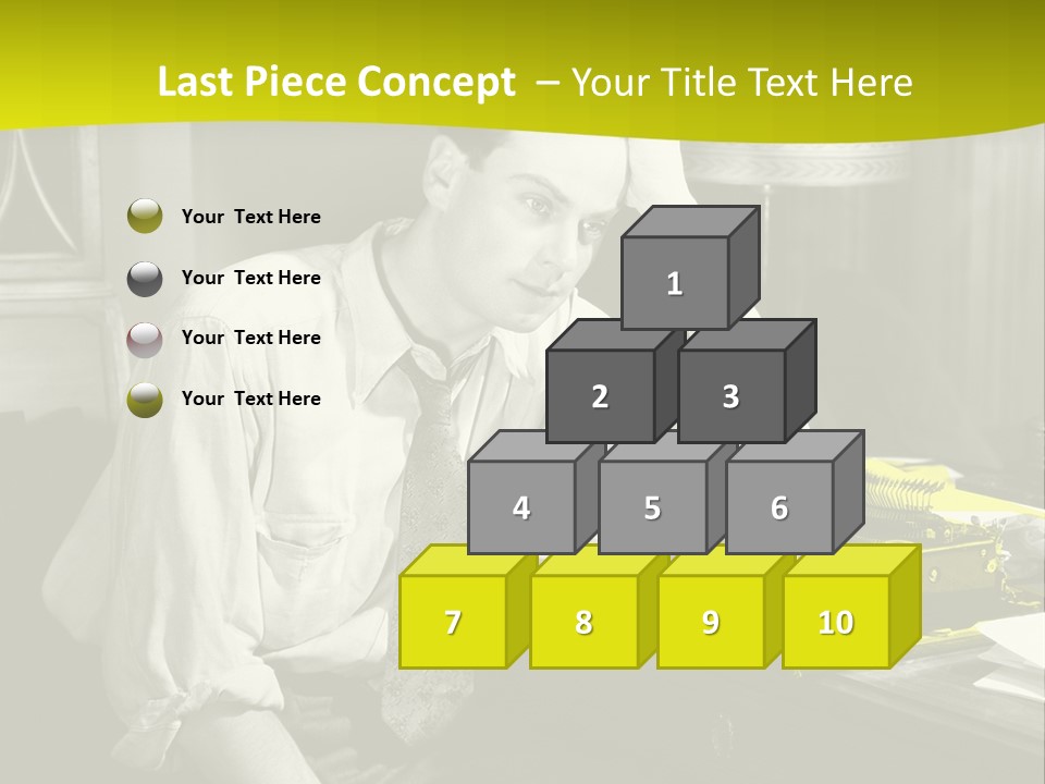 A Man Sitting At A Desk With A Typewriter PowerPoint Template