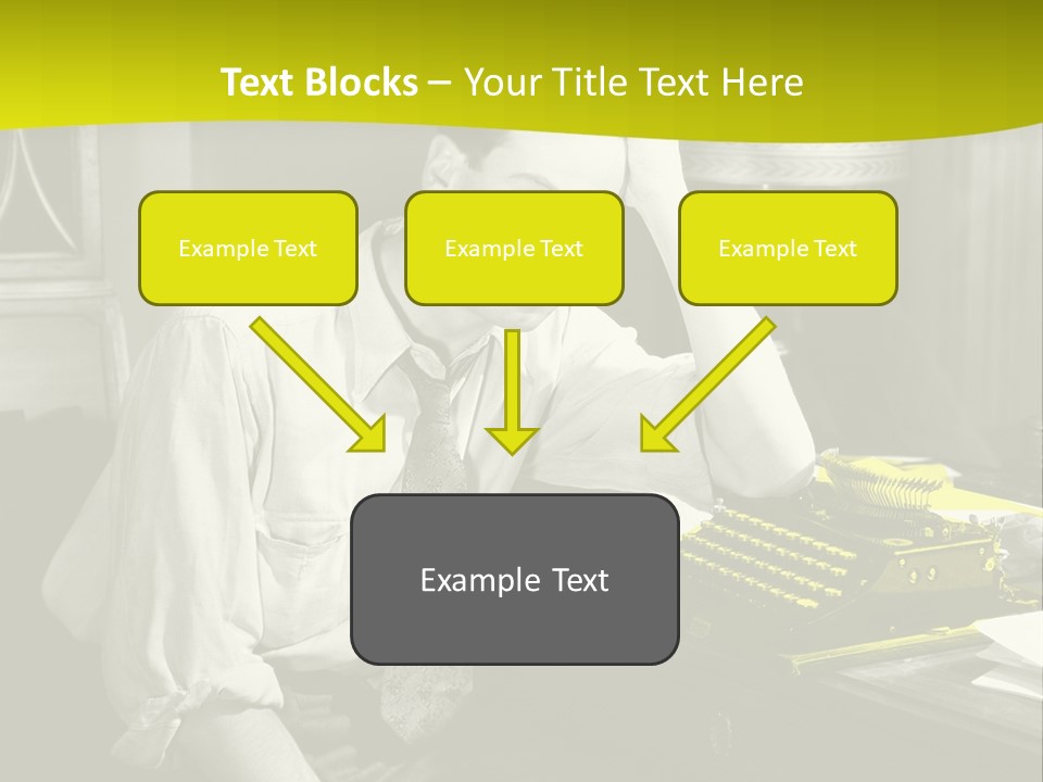 A Man Sitting At A Desk With A Typewriter PowerPoint Template