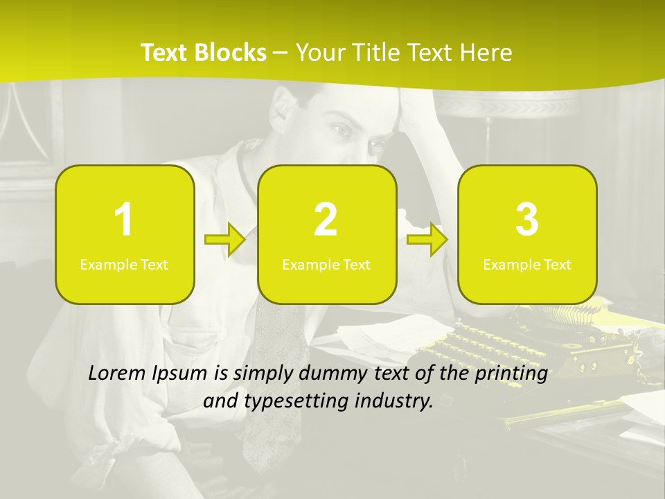 A Man Sitting At A Desk With A Typewriter PowerPoint Template