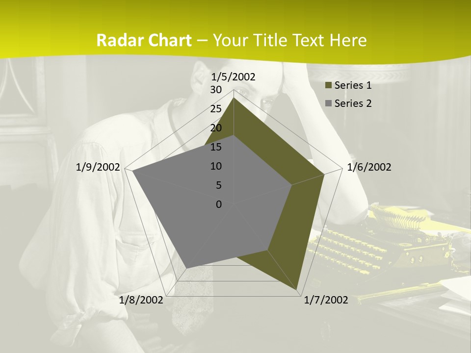 A Man Sitting At A Desk With A Typewriter PowerPoint Template