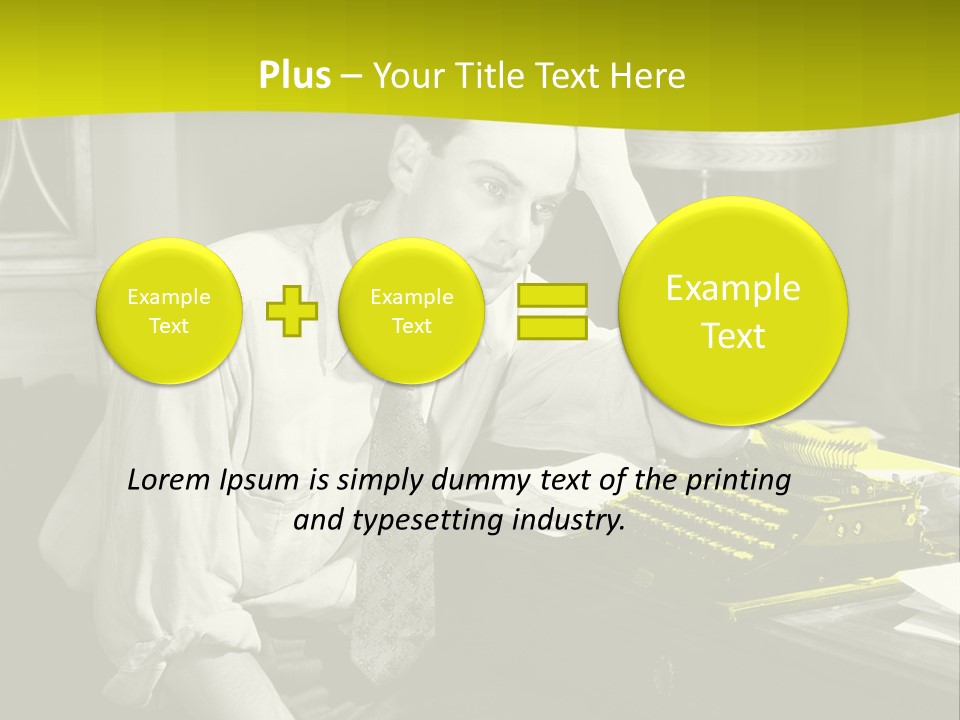 A Man Sitting At A Desk With A Typewriter PowerPoint Template
