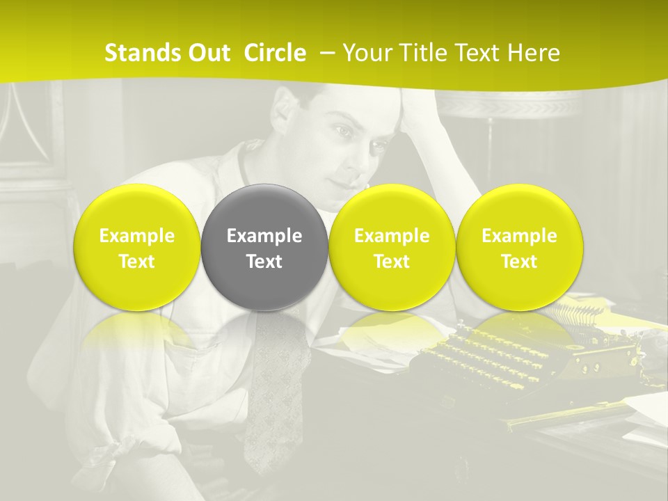 A Man Sitting At A Desk With A Typewriter PowerPoint Template