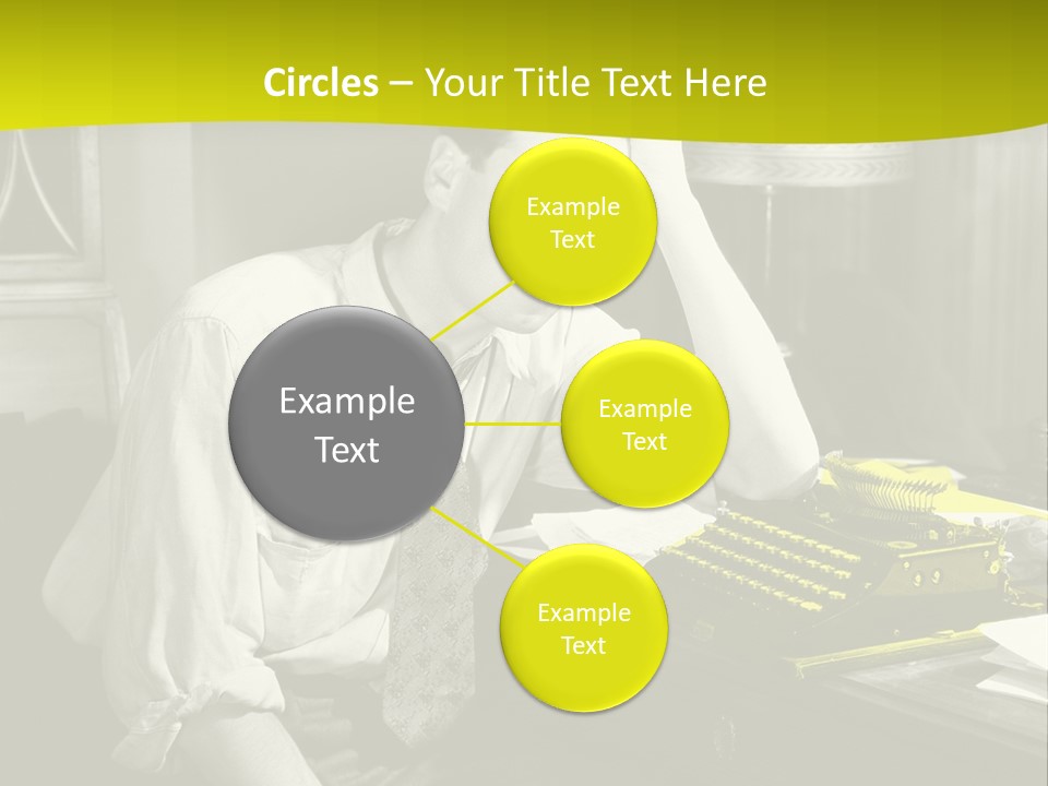 A Man Sitting At A Desk With A Typewriter PowerPoint Template