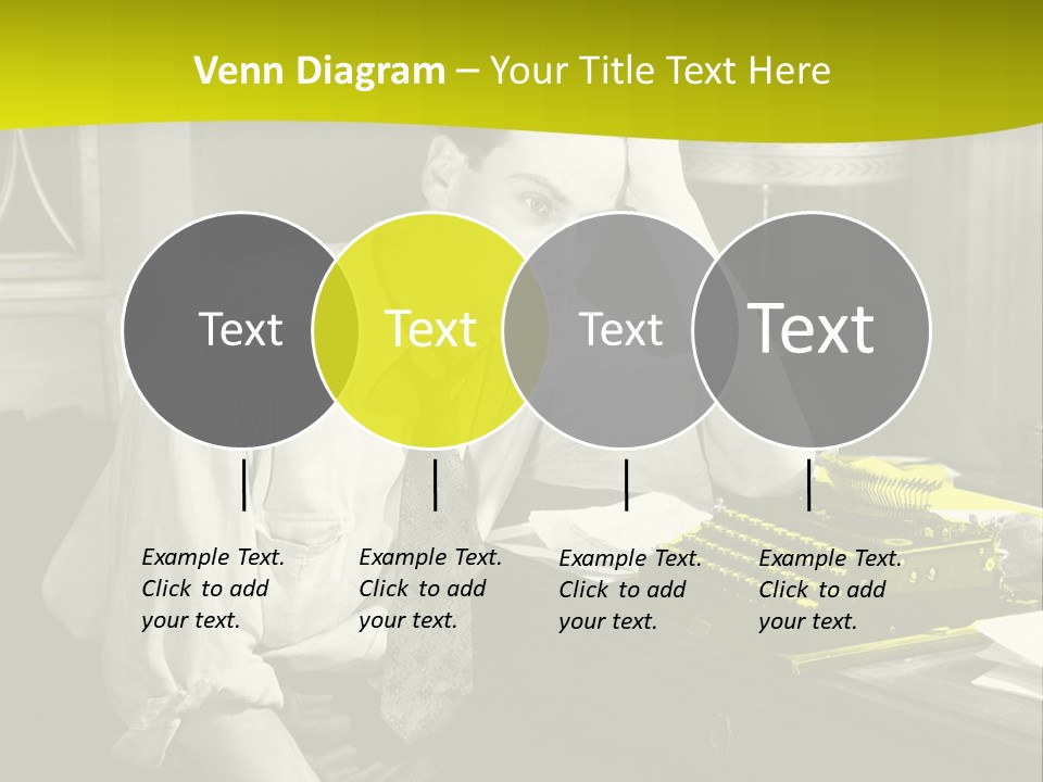 A Man Sitting At A Desk With A Typewriter PowerPoint Template