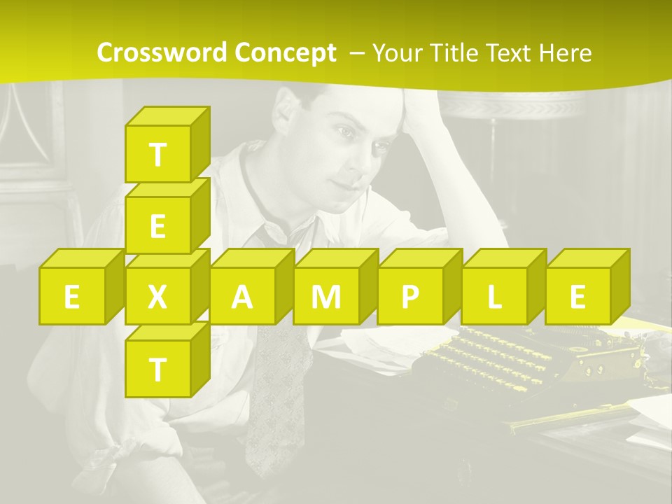 A Man Sitting At A Desk With A Typewriter PowerPoint Template