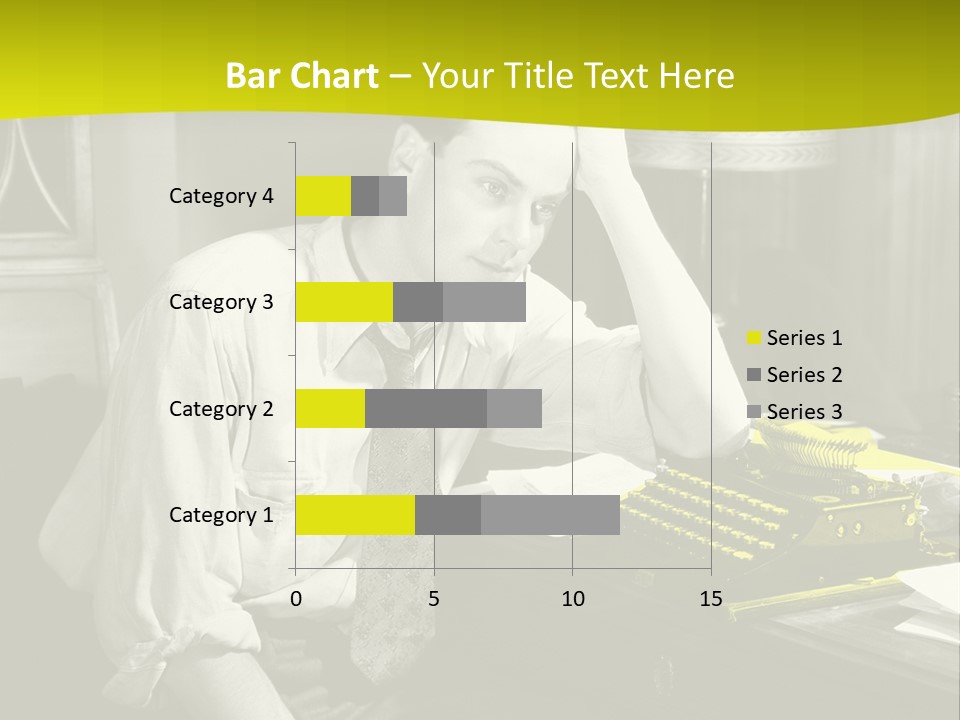 A Man Sitting At A Desk With A Typewriter PowerPoint Template