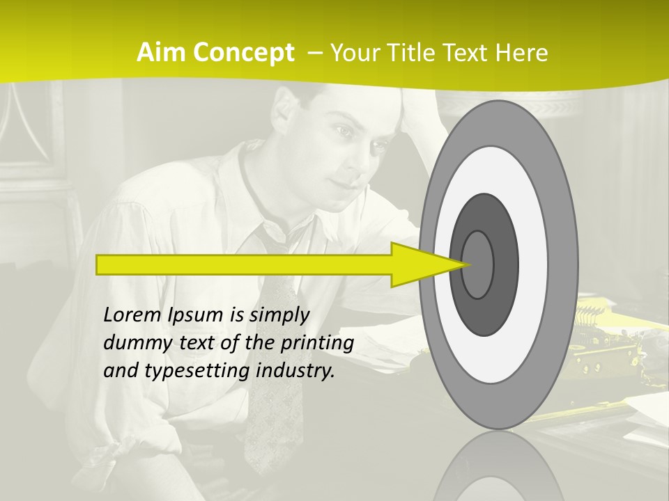 A Man Sitting At A Desk With A Typewriter PowerPoint Template