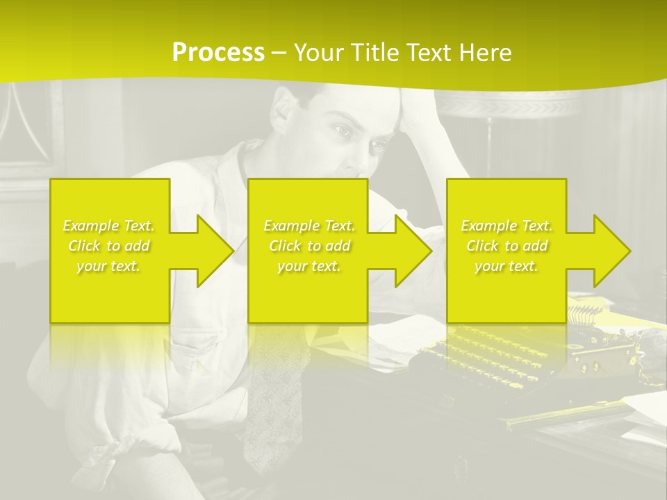A Man Sitting At A Desk With A Typewriter PowerPoint Template