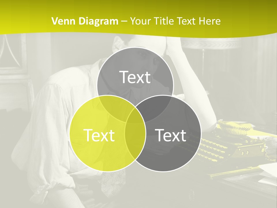 A Man Sitting At A Desk With A Typewriter PowerPoint Template