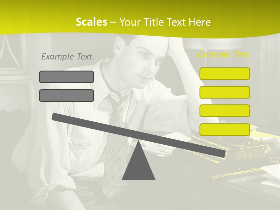 A Man Sitting At A Desk With A Typewriter PowerPoint Template