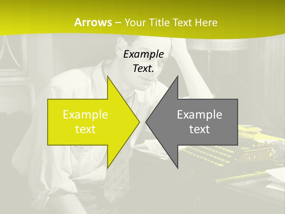 A Man Sitting At A Desk With A Typewriter PowerPoint Template