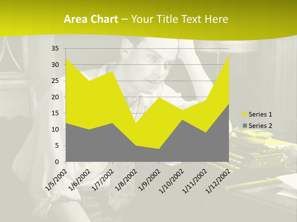 A Man Sitting At A Desk With A Typewriter PowerPoint Template