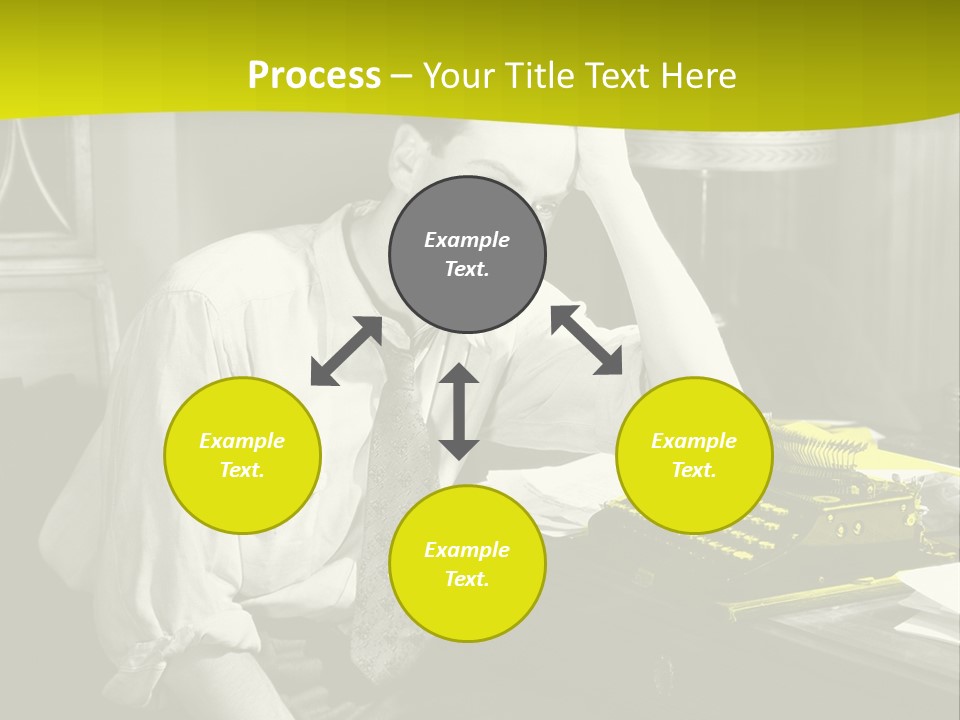 A Man Sitting At A Desk With A Typewriter PowerPoint Template