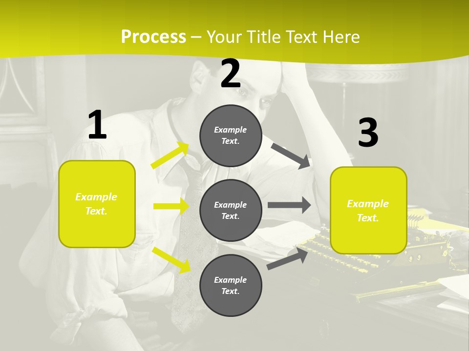 A Man Sitting At A Desk With A Typewriter PowerPoint Template