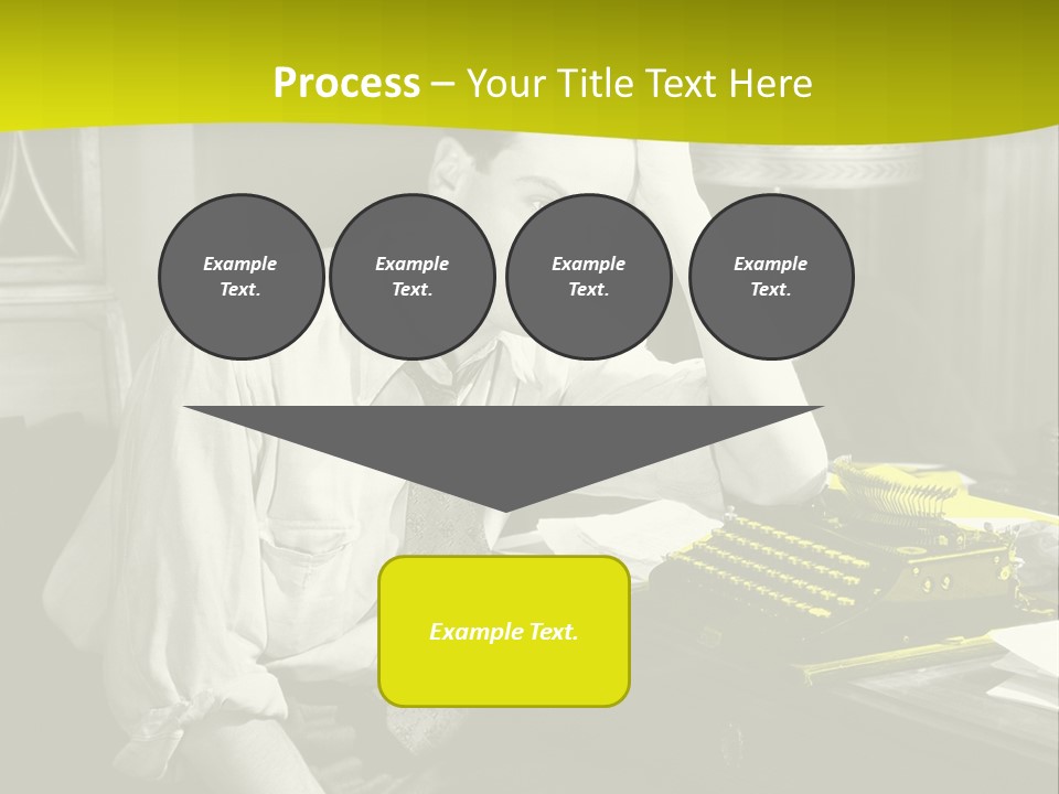 A Man Sitting At A Desk With A Typewriter PowerPoint Template
